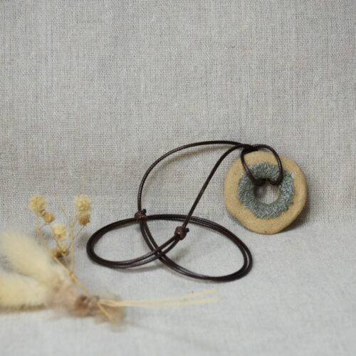 Earthy Donut Ceramic Pendant Necklace
