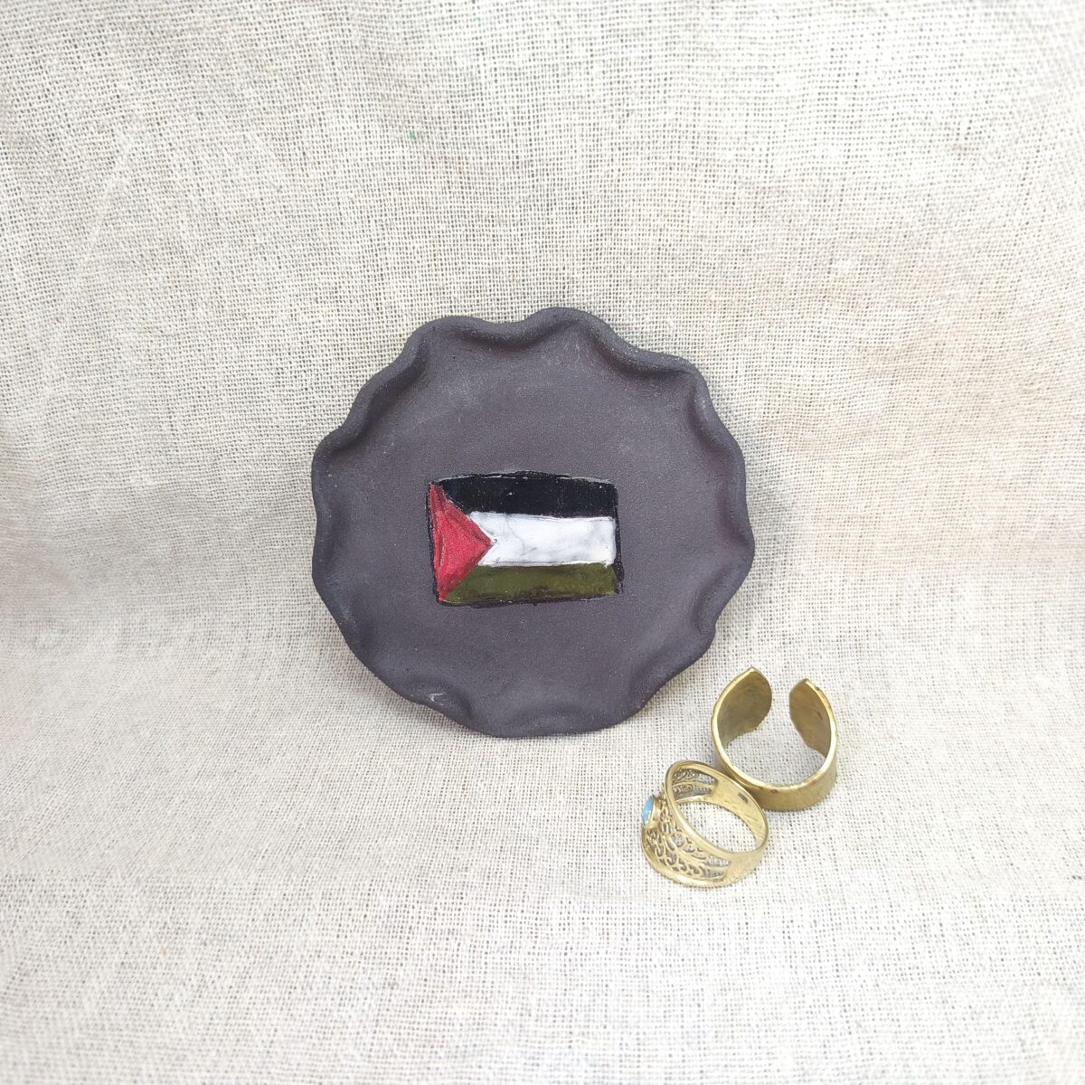 free palestine black clay ring dish free palestine black clay ring dish