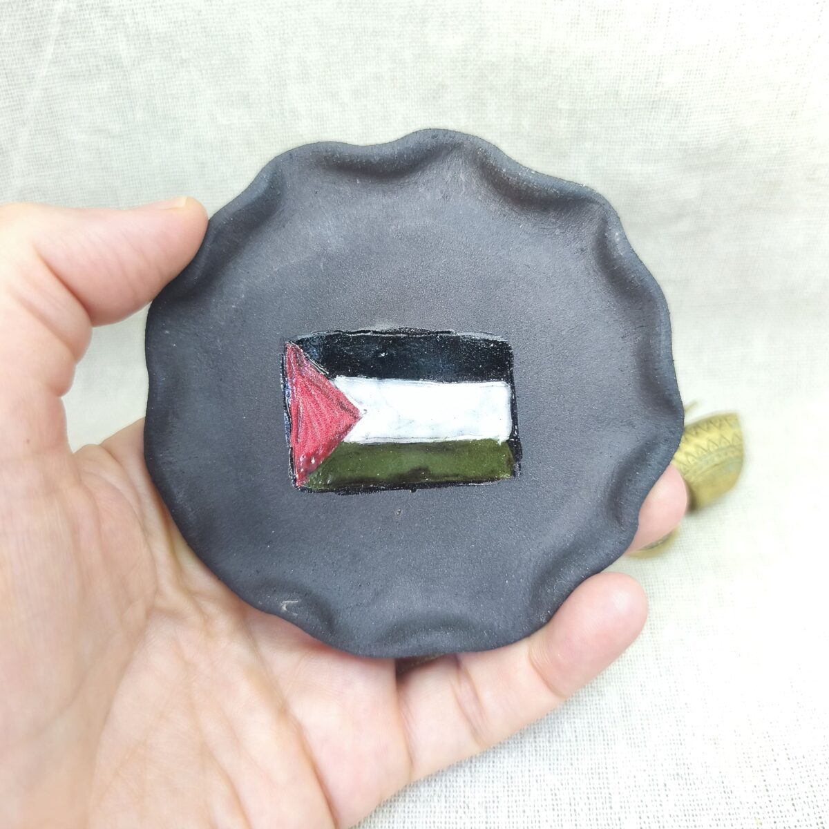 free palestine black clay ring dish free palestine black clay ring dish