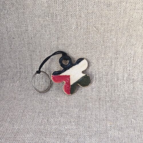 Handmade Free Palestine Ceramic Flower Keychain Handmade Free Palestine Ceramic Flower Keychain