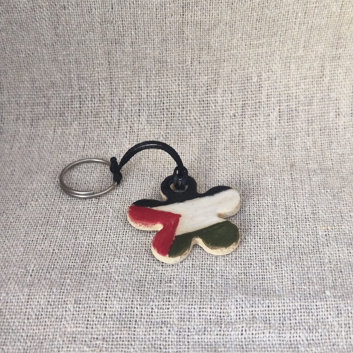 Handmade Free Palestine Ceramic Flower Keychain Handmade Free Palestine Ceramic Flower Keychain