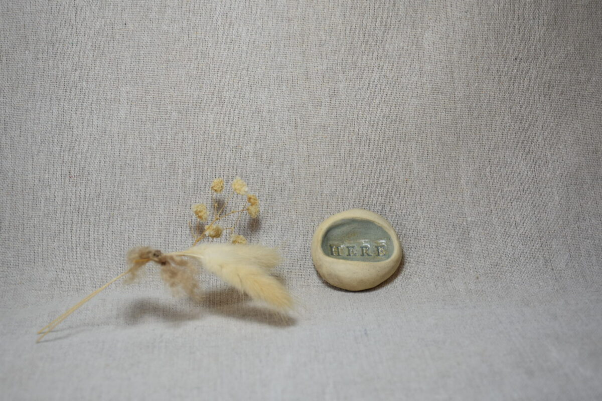Handmade Ceramic Worry Stone | "HERE" Mindfulness Grounding Pebble Handmade Ceramic Worry Stone | "HERE" Mindfulness Grounding Pebble