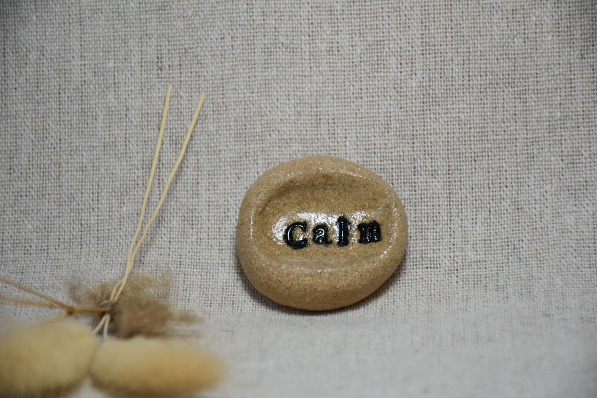 Handmade Ceramic "Calm" Worry Stone Handmade Ceramic "Calm" Worry Stone