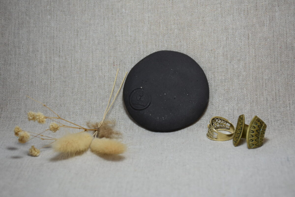 Black Ceramic Ring Dish | Ornate Vintage Floral Stamped Jewelry Tray Black Ceramic Ring Dish | Ornate Vintage Floral Stamped Jewelry Tray