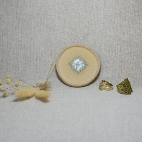 Earthy Stoneware Catchall | Minimalist Round Trinket Dish with Glazed Mandala