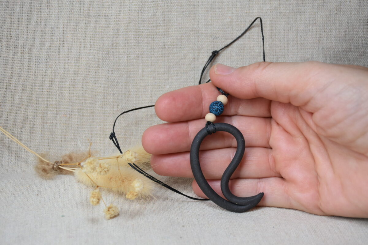 Handmade Black Ceramic Swirl Necklace | Minimalist Wave Pendant Handmade Black Ceramic Swirl Necklace | Minimalist Wave Pendant