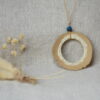 Handmade Ceramic Donut Necklace | Earthy Clay Circle Pendant with Blue Bead Handmade Ceramic Donut Necklace | Earthy Clay Circle Pendant with Blue Bead
