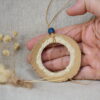 Handmade Ceramic Donut Necklace | Earthy Clay Circle Pendant with Blue Bead Handmade Ceramic Donut Necklace | Earthy Clay Circle Pendant with Blue Bead