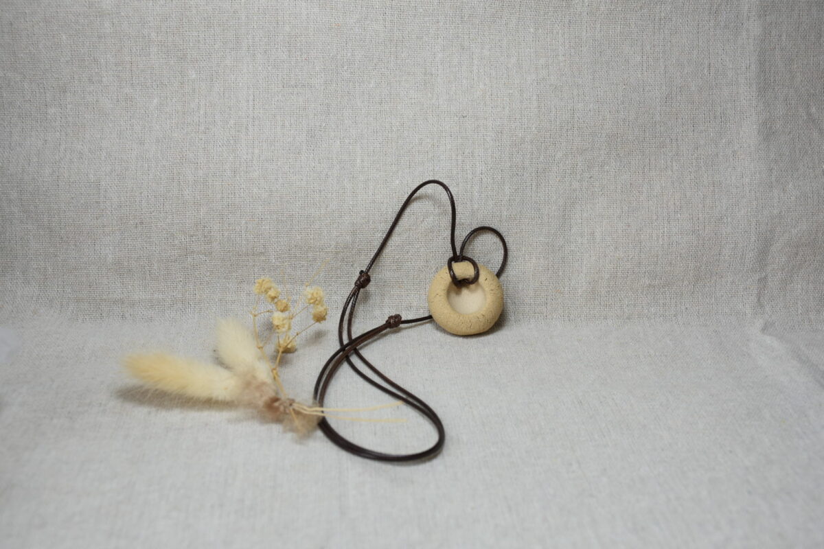Minimalist Ceramic Donut Necklace | Earthy Raw Clay Pendant Minimalist Ceramic Donut Necklace | Earthy Raw Clay Pendant