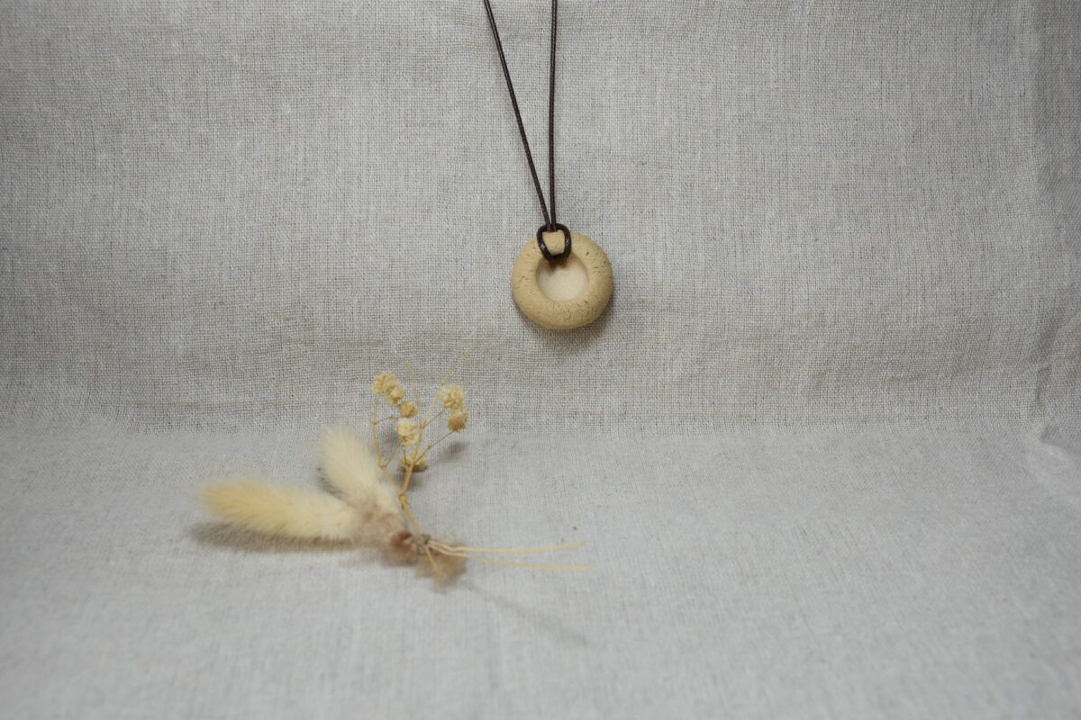 Minimalist Ceramic Donut Necklace | Earthy Raw Clay Pendant Minimalist Ceramic Donut Necklace | Earthy Raw Clay Pendant