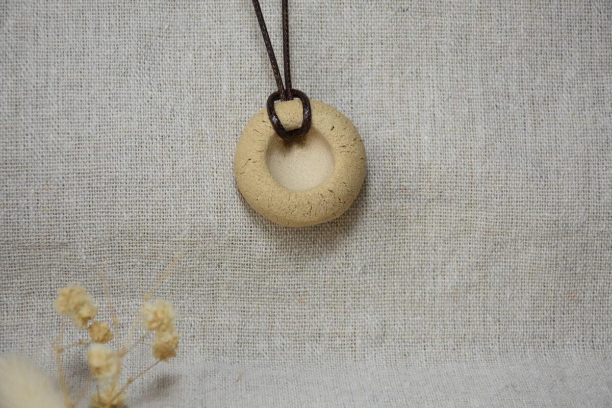 Minimalist Ceramic Donut Necklace | Earthy Raw Clay Pendant Minimalist Ceramic Donut Necklace | Earthy Raw Clay Pendant