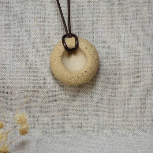 Minimalist Ceramic Donut Necklace | Earthy Raw Clay Pendant