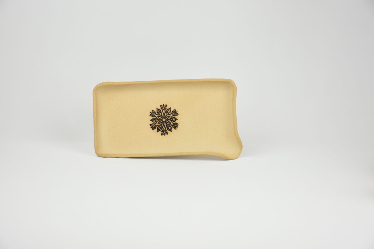 Handmade Ceramic Weed Rolling Tray | Mandala Cannabis Accessory with Funnel Spout Handmade Ceramic Weed Rolling Tray | Mandala Cannabis Accessory with Funnel Spout